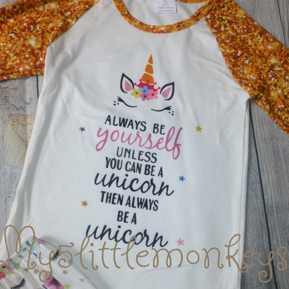 Boutique Be a Unicorn Girls Ruffle Sleeve Outfit - Picture 3 of 6